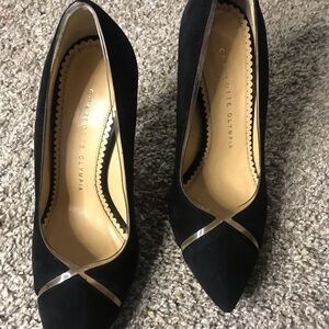 3 x $99 Charlotte Olympia black suede heels size 35